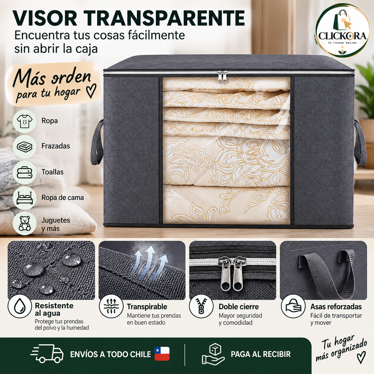 ✨ OrdenBox™ – Set 3 Cajas Organizadoras Plegables con Visor