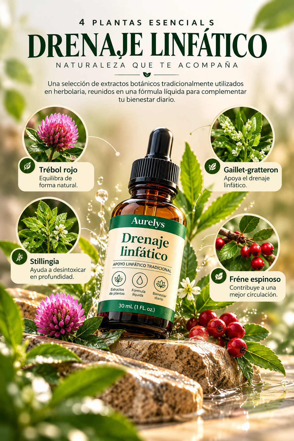 Aurelys™ Drenaje Linfático-Fórmula Herbal en Gotas 30 ml