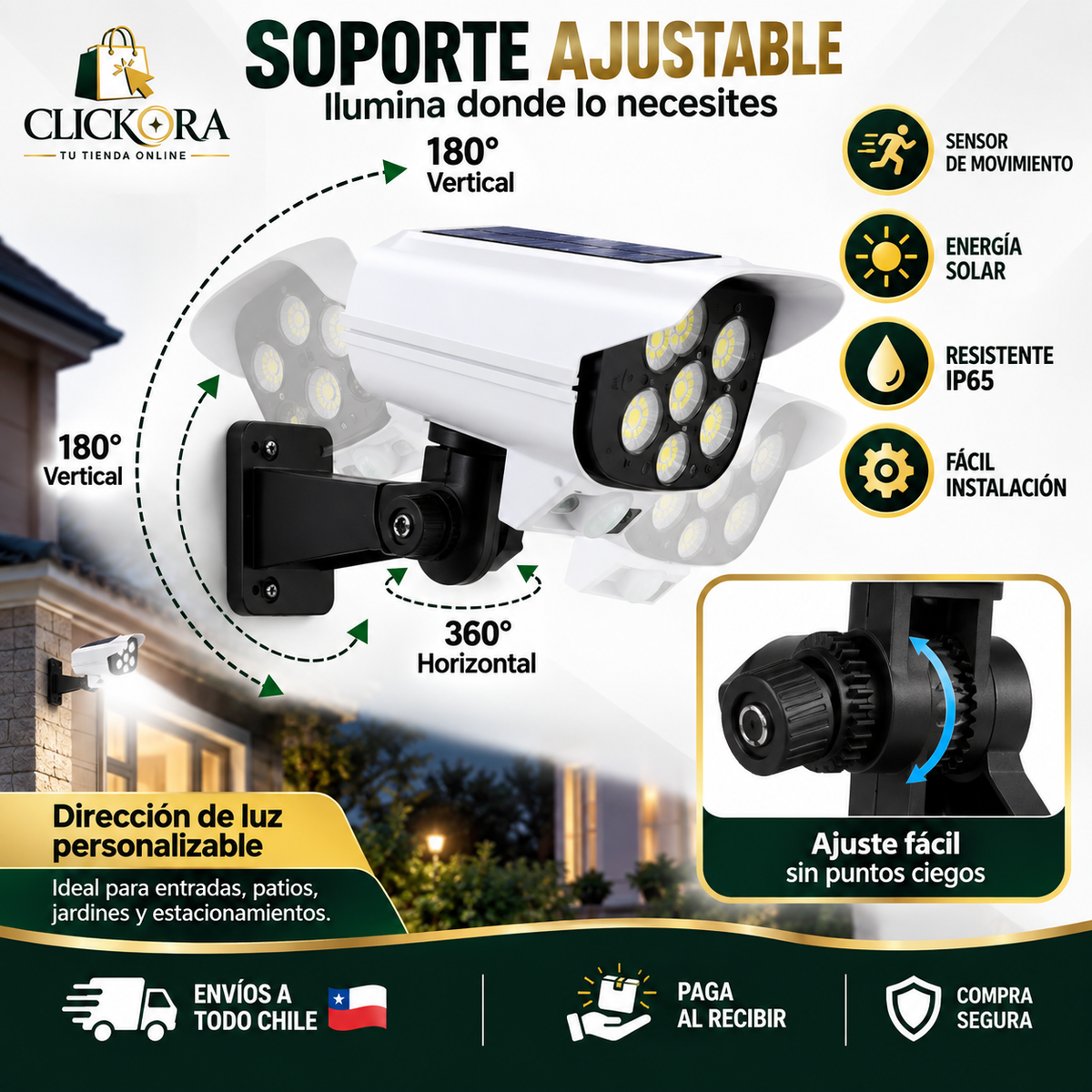 Foco Solar GuardCam™ | Sensor de Movimiento + 3 Modos