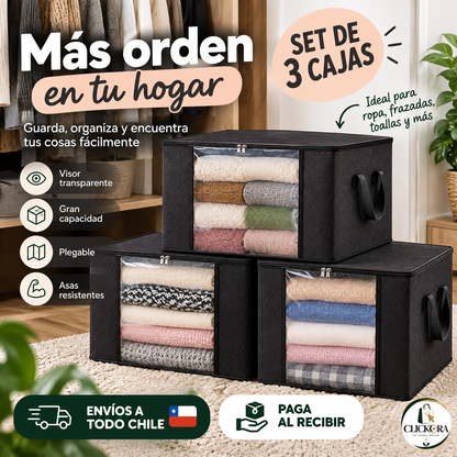 ✨ OrdenBox™ – Set 3 Cajas Organizadoras Plegables con Visor