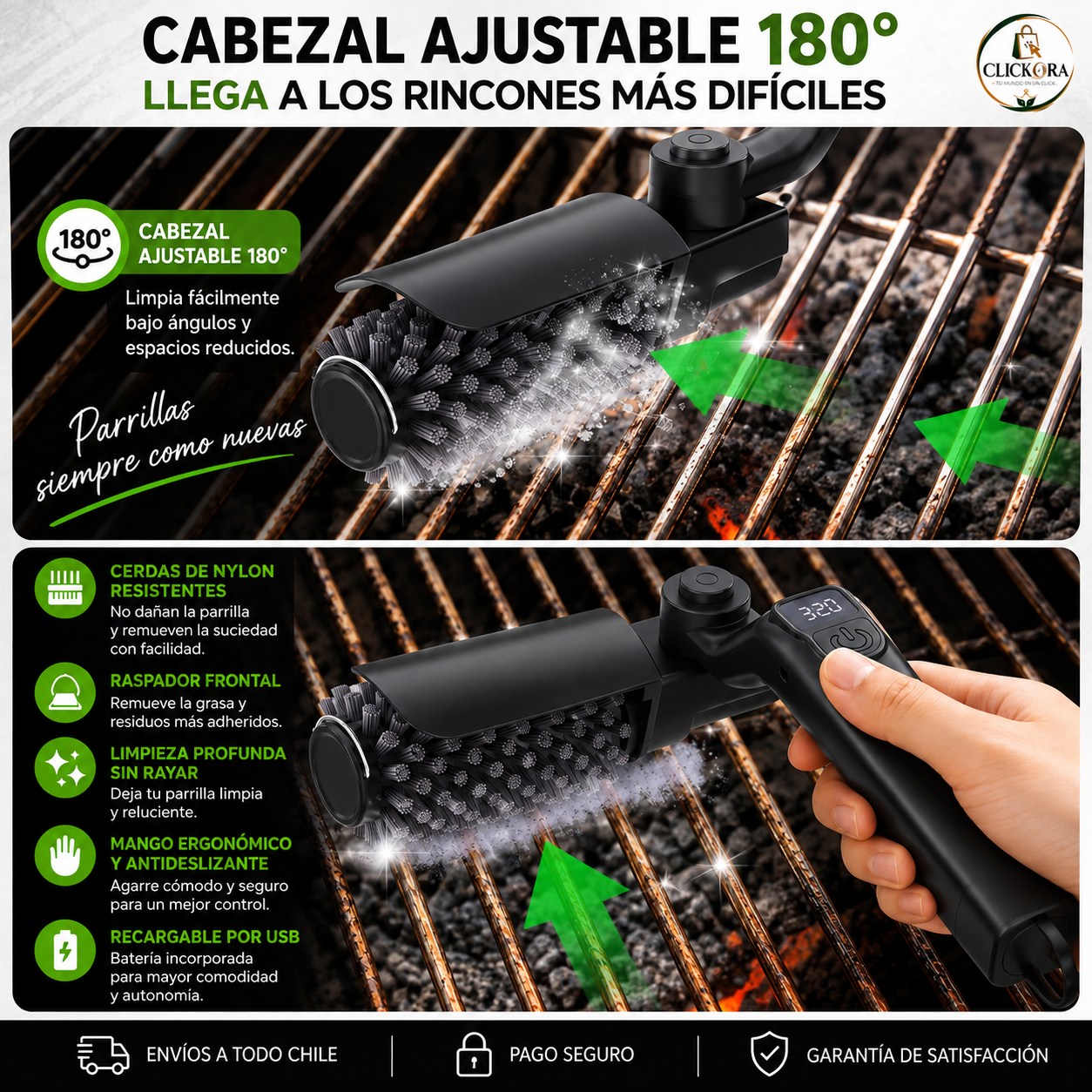 Cepillo eléctrico limpia parrillas 🔥