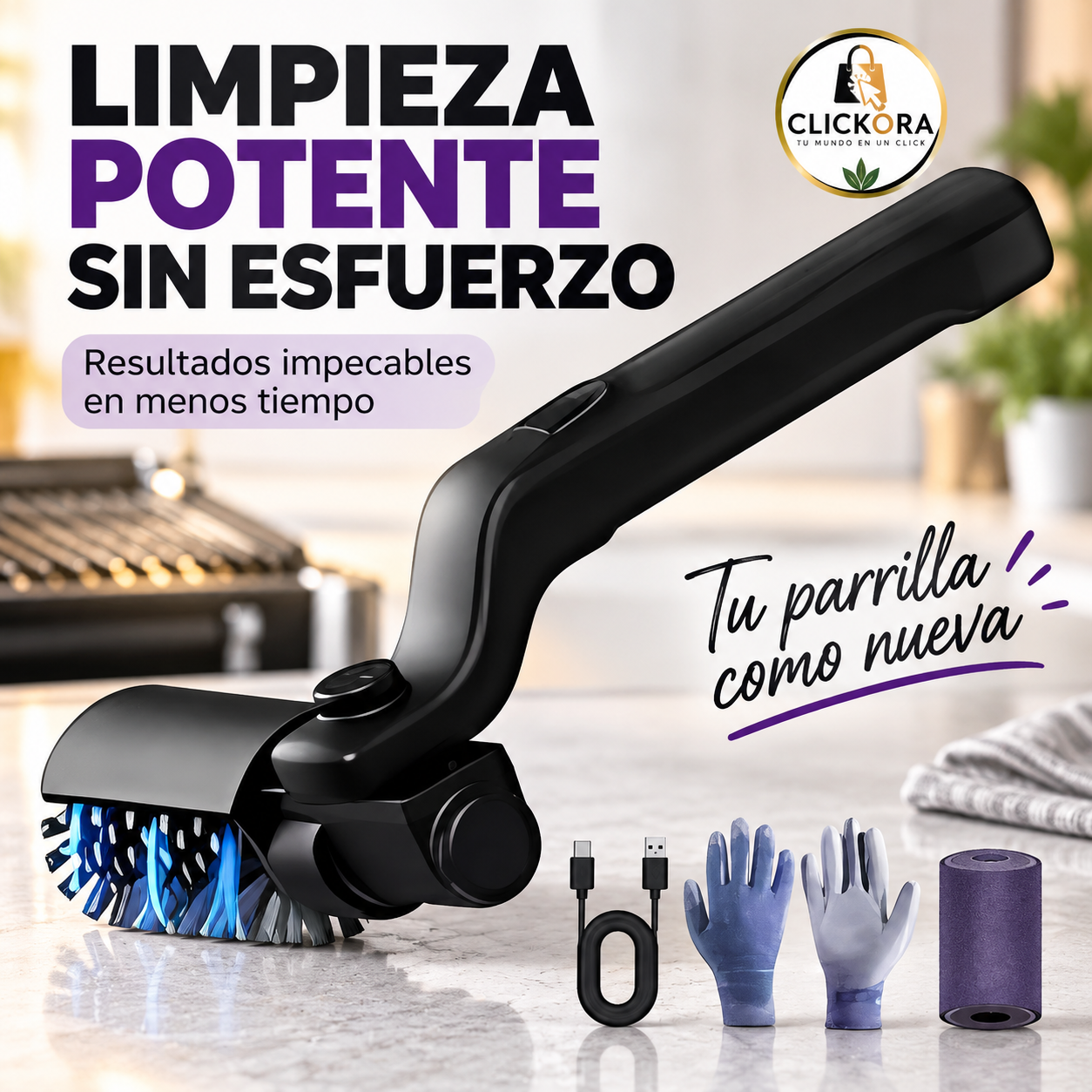 Cepillo eléctrico limpia parrillas 🔥