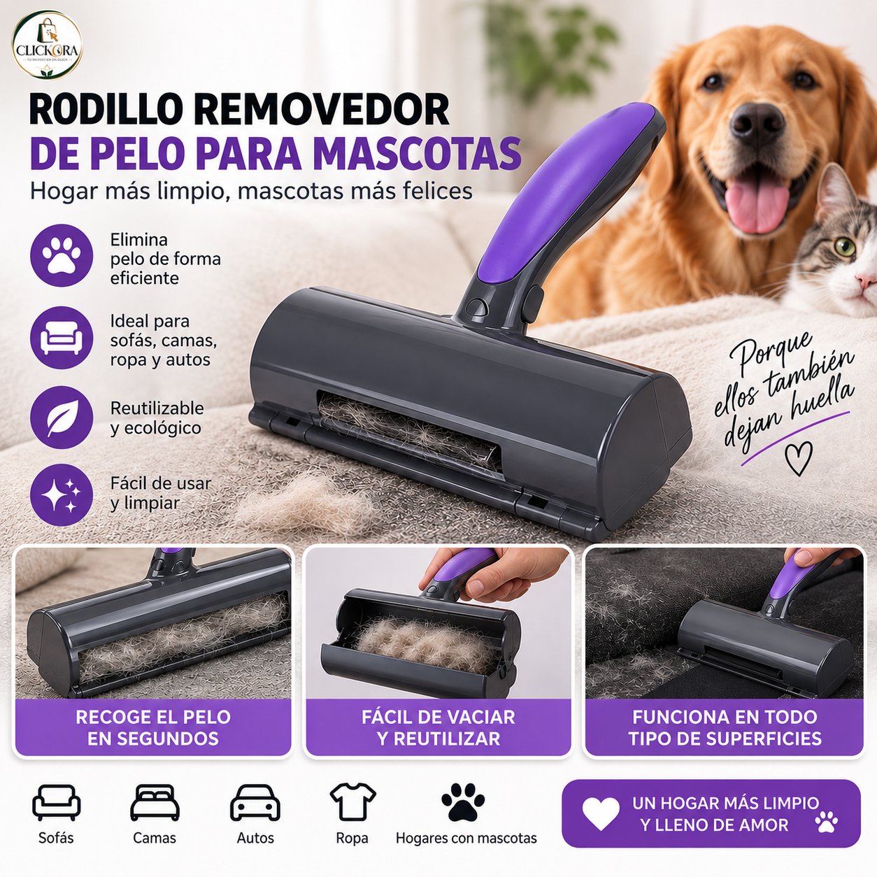 Rodillo removedor de pelos para Mascotas🐾