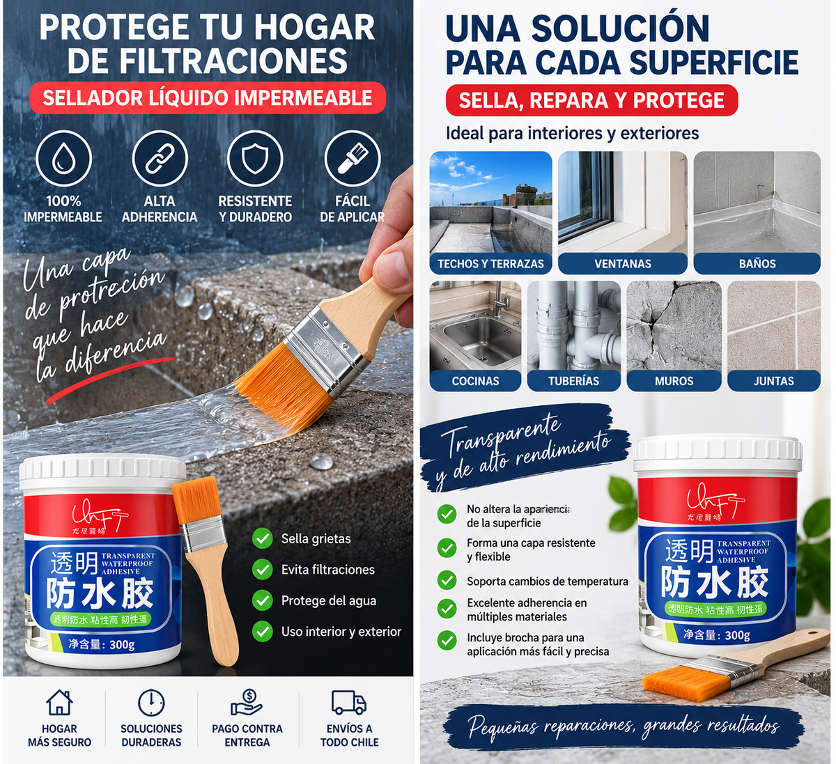 💧 Sellador Líquido Impermeable Transparente + Brocha